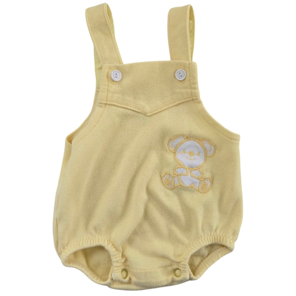 Vintage Carter's Yellow Baby Romper with Bear Embroidery